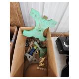 Box of assorted lawn sprinklers and hose Box of assorted lawn sprinklers and hose