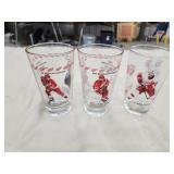 3 Detroit Red Wings Coca-Cola collector glasses, 3 Detroit Red Wings Coca-Cola collector glasses,