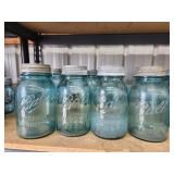 4 antique vintage Ball Perfect Mason blue glass 4 antique vintage Ball Perfect Mason blue glass