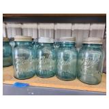 4 antique vintage Ball Perfect Mason blue glass 4 antique vintage Ball Perfect Mason blue glass