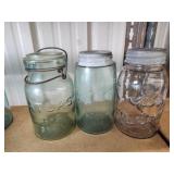 3 antique vintage glass quart canning jars- 3 antique vintage glass quart canning jars-