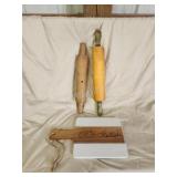 Two vintage wooden rolling pins with custom-made Two vintage wooden rolling pins with custom-made