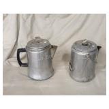 Two vintage aluminum coffee pots Two vintage aluminum coffee pots