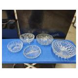 Five vintage clear glass decorative dishes Five vintage clear glass decorative dishes