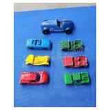 Seven assorted vintage Tootsie toy metal cars Seven assorted vintage Tootsie toy metal cars