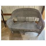 Vintage painted wicker 50 inch bench Vintage painted wicker 50 inch bench