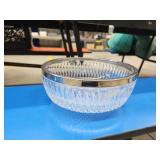 Vintage silver rimmed Crystal cut 8-in glass bowl Vintage silver rimmed Crystal cut 8-in glass bowl