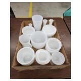 Box of assorted vintage milk glass Box of assorted vintage milk glass