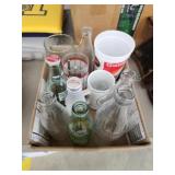 Box of assorted Coca-Cola bottles and glasses Box of assorted Coca-Cola bottles and glasses
