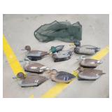 9 plastic puddle duck decoys, various species, 9 plastic puddle duck decoys, various species,