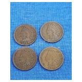 4 Indian Head one cent coins - 1899,1901, 1904, 4 Indian Head one cent coins - 1899,1901, 1904,