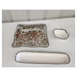 3 pieces silver gilded glazed porcelain serving 3 pieces silver gilded glazed porcelain serving