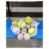 Assorted baseballs and softballs Assorted baseballs and softballs