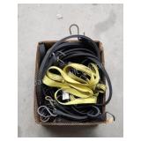 Assortment bungee cords and ratchet strap Assortment bungee cords and ratchet strap