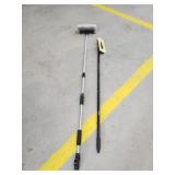 Two assorted scrub brushes, one is extendable Two assorted scrub brushes, one is extendable