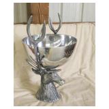 ASPEN HOME METAL STAG HEAD CHAMPAGNE  PUNCH BOWL ASPEN HOME METAL STAG HEAD CHAMPAGNE  PUNCH BOWL