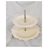 Glazed Pottery two tier relish cupcake serving Glazed Pottery two tier relish cupcake serving