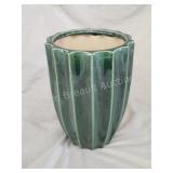 Decorative glazed pottery 10-in ribbed flower Decorative glazed pottery 10-in ribbed flower