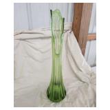 Vintage green swung glass 27-in vase Vintage green swung glass 27-in vase