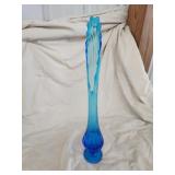 Vintage blue swung glass 21 inch vase Vintage blue swung glass 21 inch vase