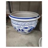 Decorative blue and white glazed ceramic 15-in Decorative blue and white glazed ceramic 15-in