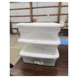 Three Sterilite 28 quart Clearview storage totes Three Sterilite 28 quart Clearview storage totes
