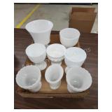 Box assorted vintage milk glass compotes Box assorted vintage milk glass compotes