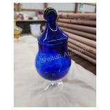 Vintage cobalt blue glass 8 in stemmed glass with Vintage cobalt blue glass 8 in stemmed glass with