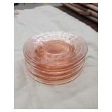 Seven Vintage pink depression 6-in dessert plates Seven Vintage pink depression 6-in dessert plates