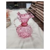 Vintage cranberry pink 6-in wavy Edge pitcher Vintage cranberry pink 6-in wavy Edge pitcher
