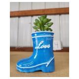 Decorative ceramic Love boot with faux 6-in Decorative ceramic Love boot with faux 6-in