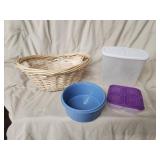Decorative woven basket with assorted Decorative woven basket with assorted