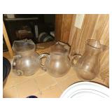 3 vintage clear glass drink pitchers