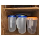 4 assorted plastic drink pitchers
