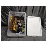 Sterilite 16 quart storage tote with misc new