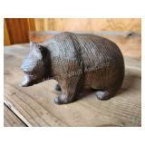 Hand carved bear figurine, 7 inches long x 5 in