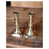 Pair of Baldwin polished brass 4.5 in candlestick