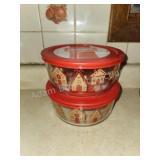 2 Pyrex holiday simply store glass storage