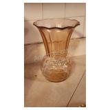 Vintage pink depression glass flower vase