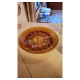 Vintage amber glass deviled egg platter