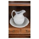 Vintage Ironstone pitcher wash basin set, white,