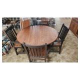 7-pc oak two-tone dining table set - round table,