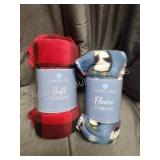 2 new Comfort Bay soft fleece throw blankets