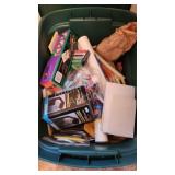 Sterilite 18 gal storage tote of office supplies