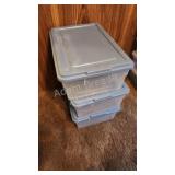 3 assorted clear view storage totes