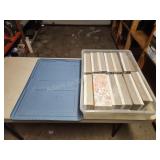 Storage tote with boxes of tissue paper