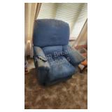 Blue electric La-z-boy recliner, ideal for garage