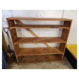 Custom built wooden storage shelving unit, approx