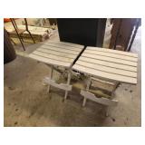 2 plastic slat folding patio side tables