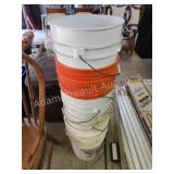 Assortment 5 gallon plastic buckets